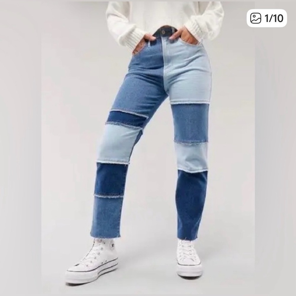 NWT HOLLISTER Boho Vintage Patchwork High Rise VINTAGE Blue Jeans Size W24 L25